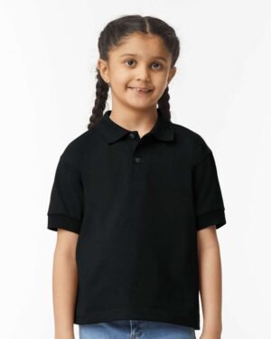 Personalized Embroidered DryBlend Youth Jersey Polo - Black