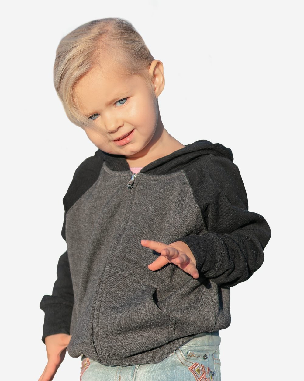 Custom Embroidered - Toddler Lightweight Raglan Zip Hood